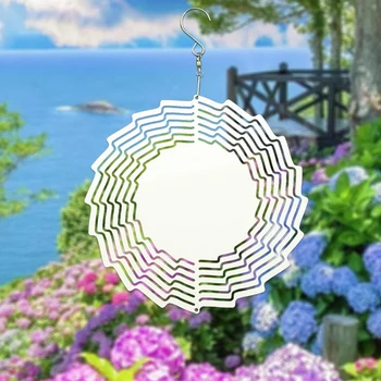 6 упаковок 8-дюймовых алюминиевых 3D-сублимационных ветряных блесен, двухсторонних круговых сублимационных садовых ветряных блесен для дворов и сада