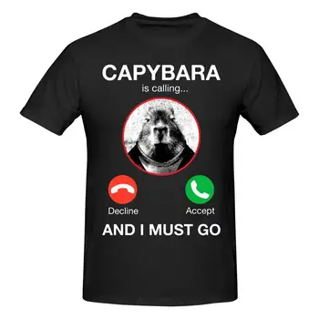 Capybara Зовет, и я должен идти, забавная футболка, хлопковые футболки с круглым вырезом и коротким рукавом для мужчин