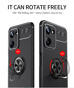 Realme 10 4G RMX3630 Чехол Металлическое Кольцо Держатель Силиконовый Бампер TPU Противоударная Задняя Крышка Чехол для Realme 10 Realme10 4G RMX3630 Изображение 1