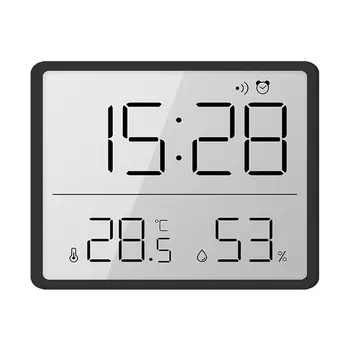 ЖК-цифровой будильник С большим экраном, многофункциональный термометр с магнитным дизайном, измеритель влажности, монитор