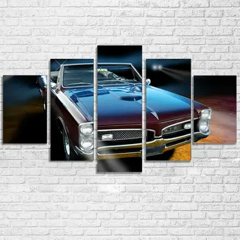 Классический плакат GTO 1967 Luxury Car, 5 шт., настенный арт на холсте, домашний декор, 5 панелей, HD-принт, фотографии без рамок, декор комнаты из 5 предметов