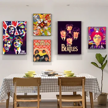 Плакат рок-группы T-The-B-Beatles, Аниме-плакаты, Липкий Винтажный Декор для Домашнего Бара, Кафе, Кавайный Декор для комнаты