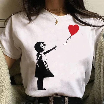 Футболка Banksy Girl with Balloon женская футболка с комиксами манги и аниме для девочек дизайнер одежды из манги и аниме
